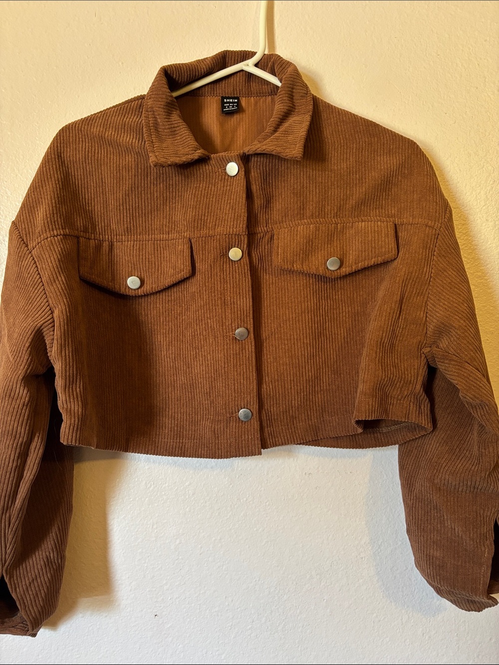 SHEIN Woman’s Brown Corduroy, Cropped, Lightweight Jacket. Size S